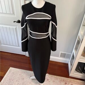 Karen Millen Black and White Long Sleeve Bodycon Dress